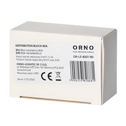 BLOK ROZDZIELCZY 80A, ZACISK WEJŚCIOWY 16MM2, ZACISKI WYJŚCIOWE 4X6MM2, 2X16MM2 ORNO BLOK ROZDZIELCZY 80A, ZACISK WEJŚCIOWY 16MM2, ZACISKI WYJŚCIOWE 4X6MM2, 2X16MM2 ORNO