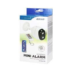 ALARM BEZPRZEWODOWY Z WBUDOWANĄ SYRENĄ I SYGNALIZATOREM ŚWIETLNYM STEROWANY PILOTEM, IP44, 5M, BATERYJNY ORNO ALARM BEZPRZEWODOWY Z WBUDOWANĄ SYRENĄ I SYGNALIZATOREM ŚWIETLNYM STEROWANY PILOTEM, IP44, 5M, BATERYJNY ORNO