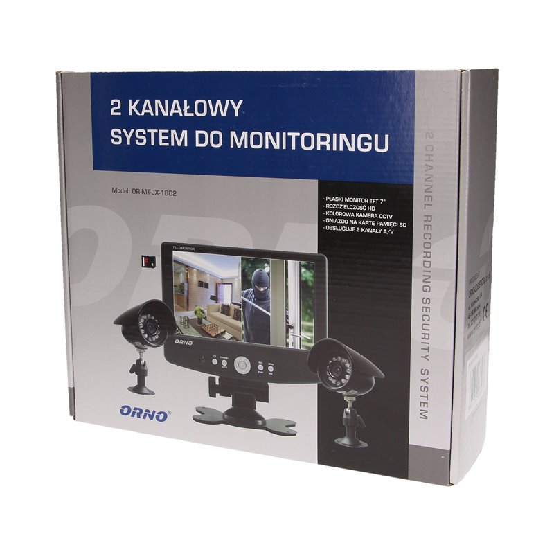 SYSTEM DO MONITORINGU 2-KANAŁOWY, PRZEWODOWY CCTV, MONITOR LCD 7" ORNO SYSTEM DO MONITORINGU 2-KANAŁOWY, PRZEWODOWY CCTV, MONITOR LCD 7" ORNO