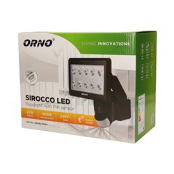 SIROCCO LED 25W, NAŚWIETLACZ Z CZUJNIKIEM RUCHU, 1500LM, IP44, 4000K CZARNY ORNO SIROCCO LED 25W, NAŚWIETLACZ Z CZUJNIKIEM RUCHU, 1500LM, IP44, 4000K CZARNY ORNO
