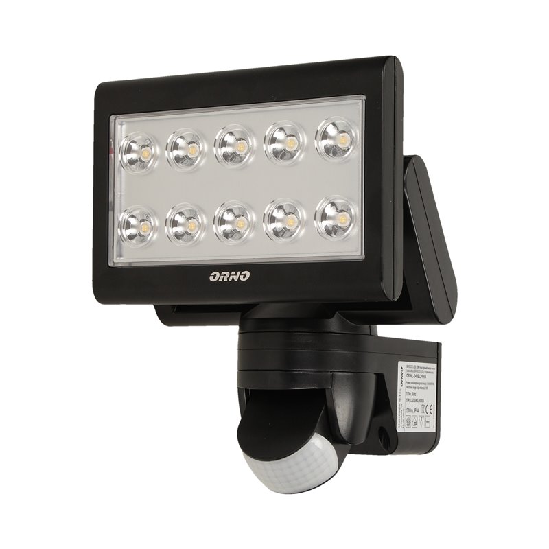 SIROCCO LED 25W, NAŚWIETLACZ Z CZUJNIKIEM RUCHU, 1500LM, IP44, 4000K CZARNY ORNO SIROCCO LED 25W, NAŚWIETLACZ Z CZUJNIKIEM RUCHU, 1500LM, IP44, 4000K CZARNY ORNO