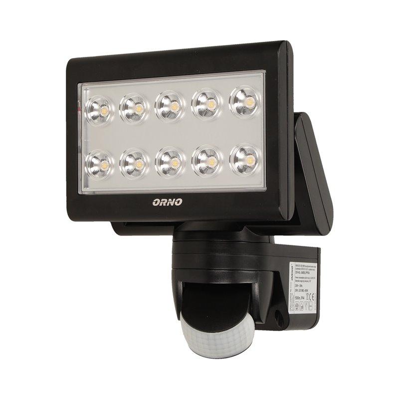 SIROCCO LED 25W, NAŚWIETLACZ Z CZUJNIKIEM RUCHU, 1500LM, IP44, 4000K CZARNY ORNO SIROCCO LED 25W, NAŚWIETLACZ Z CZUJNIKIEM RUCHU, 1500LM, IP44, 4000K CZARNY ORNO