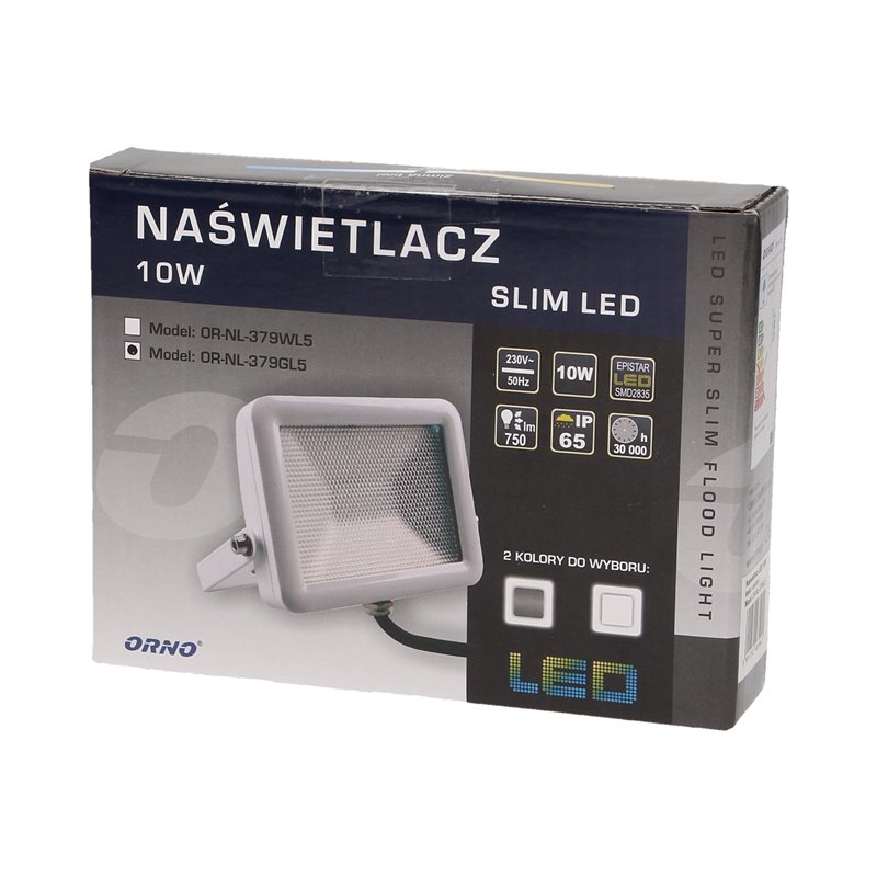 NAŚWIETLACZ SLIM LED 10W, SREBRNY ORNO NAŚWIETLACZ SLIM LED 10W, SREBRNY ORNO