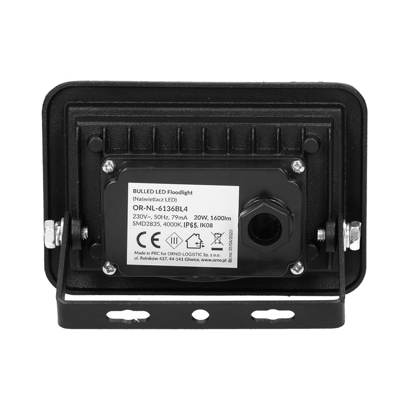 BULLED 20W NAŚWIETLACZ 1600LM, IP65, 4000K, ALU+SZKŁO ORNO BULLED 20W NAŚWIETLACZ 1600LM, IP65, 4000K, ALU+SZKŁO ORNO