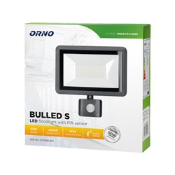 BULLED S 50W NAŚWIETLACZ Z PIR, 4000LM, IP44, 4000K, ALU+SZKŁO ORNO BULLED S 50W NAŚWIETLACZ Z PIR, 4000LM, IP44, 4000K, ALU+SZKŁO ORNO