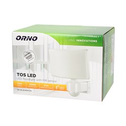 TOS LED 30W NAŚWIETLACZ OGRODOWY Z PIR, 2200LM, IP65, 4000K, PC, BIAŁY ORNO TOS LED 30W NAŚWIETLACZ OGRODOWY Z PIR, 2200LM, IP65, 4000K, PC, BIAŁY ORNO