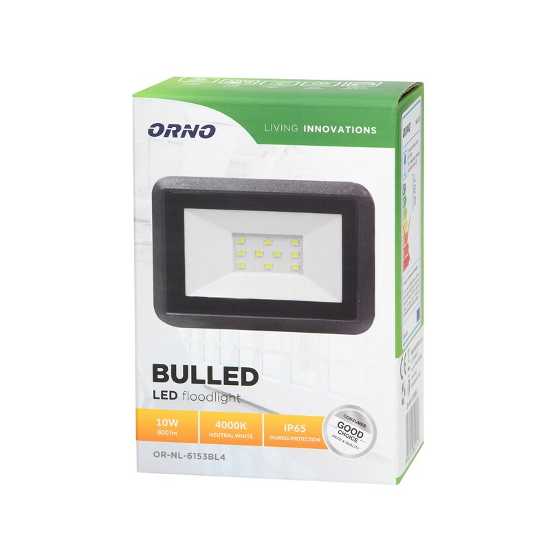 BULLED 10W NAŚWIETLACZ 800LM, IP65, 4000K, ALU+SZKŁO ORNO BULLED 10W NAŚWIETLACZ 800LM, IP65, 4000K, ALU+SZKŁO ORNO