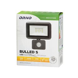 BULLED S 10W NAŚWIETLACZ Z PIR, 800LM, IP44, 4000K, ALU+SZKŁO ORNO BULLED S 10W NAŚWIETLACZ Z PIR, 800LM, IP44, 4000K, ALU+SZKŁO ORNO