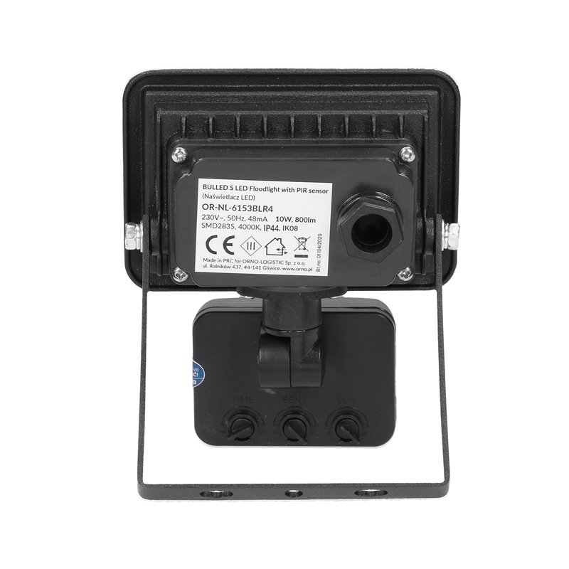 BULLED S 10W NAŚWIETLACZ Z PIR, 800LM, IP44, 4000K, ALU+SZKŁO ORNO BULLED S 10W NAŚWIETLACZ Z PIR, 800LM, IP44, 4000K, ALU+SZKŁO ORNO