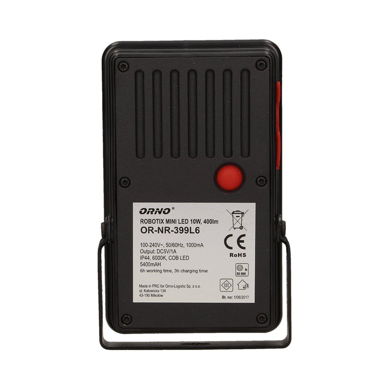 ROBOTIX MINI 10W NAŚWIETLACZ ROBOCZY Z AKUMULATOREM, 400LM, IP44, 6000K, 5400MAH, Z ŁADOWARKĄ USB I FUNKCJĄ POWER BANK ORNO ROBOTIX MINI 10W NAŚWIETLACZ ROBOCZY Z AKUMULATOREM, 400LM, IP44, 6000K, 5400MAH, Z ŁADOWARKĄ USB I FUNKCJĄ POWER BANK ORNO