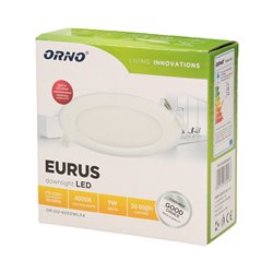 EURUS LED 9W, OPRAWA DOWNLIGHT, PODTYNKOWA, OKRĄGŁA, 480LM, 4000K, BIAŁA, WBUDOWANY ZASILACZ LED ORNO EURUS LED 9W, OPRAWA DOWNLIGHT, PODTYNKOWA, OKRĄGŁA, 480LM, 4000K, BIAŁA, WBUDOWANY ZASILACZ LED ORNO