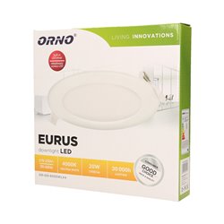 EURUS LED 20W, OPRAWA DOWNLIGHT, PODTYNKOWA, OKRĄGŁA, 1400LM, 4000K, BIAŁA, WBUDOWANY ZASILACZ LED ORNO EURUS LED 20W, OPRAWA DOWNLIGHT, PODTYNKOWA, OKRĄGŁA, 1400LM, 4000K, BIAŁA, WBUDOWANY ZASILACZ LED ORNO