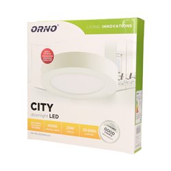 CITY LED 20W, OPRAWA DOWNLIGHT, NATYNKOWA, OKRĄGŁA, 1400LM, 4000K, BIAŁA, WBUDOWANY ZASILACZ LED ORNO CITY LED 20W, OPRAWA DOWNLIGHT, NATYNKOWA, OKRĄGŁA, 1400LM, 4000K, BIAŁA, WBUDOWANY ZASILACZ LED ORNO