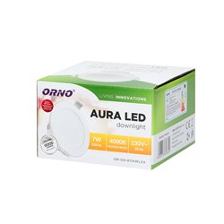 AURA LED 7W, OPRAWA DOWNLIGHT, PODTYNKOWA, 560LM, 4000K, BIAŁA, WBUDOWANY ZASILACZ LED ORNO AURA LED 7W, OPRAWA DOWNLIGHT, PODTYNKOWA, 560LM, 4000K, BIAŁA, WBUDOWANY ZASILACZ LED ORNO