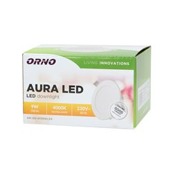 AURA LED 9W, OPRAWA DOWNLIGHT, PODTYNKOWA, 4000K, BIAŁA, WBUDOWANY ZASILACZ LED ORNO AURA LED 9W, OPRAWA DOWNLIGHT, PODTYNKOWA, 4000K, BIAŁA, WBUDOWANY ZASILACZ LED ORNO