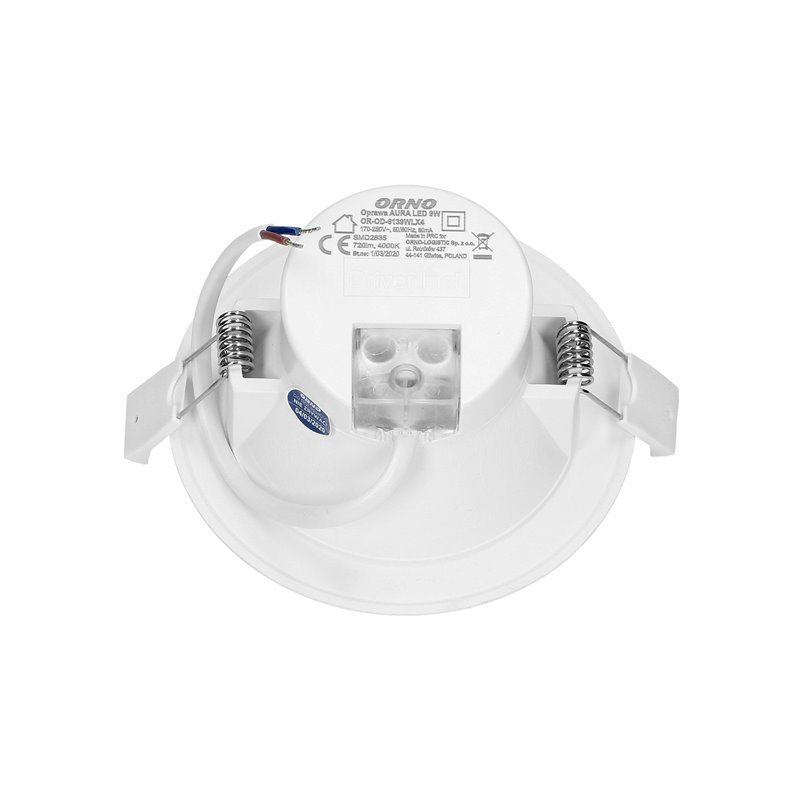 AURA LED 9W, OPRAWA DOWNLIGHT, PODTYNKOWA, 4000K, BIAŁA, WBUDOWANY ZASILACZ LED ORNO AURA LED 9W, OPRAWA DOWNLIGHT, PODTYNKOWA, 4000K, BIAŁA, WBUDOWANY ZASILACZ LED ORNO