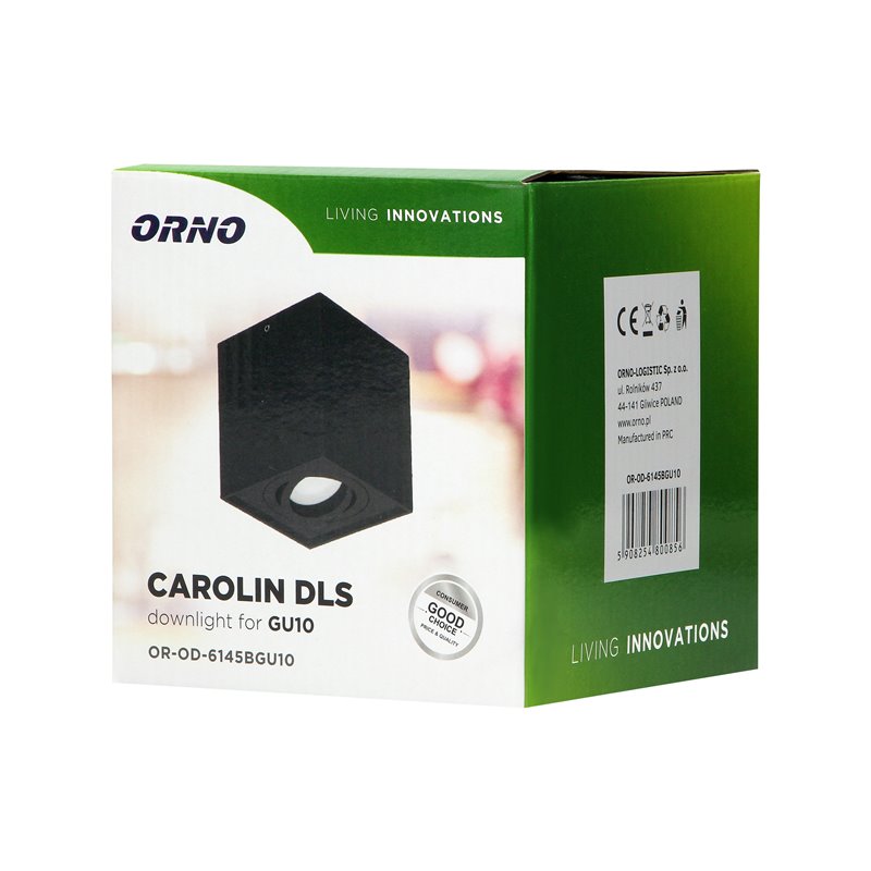 CAROLIN DLS GU10 DOWNLIGHT MAX 35W, IP20, KWADRAT, CZARNY ORNO CAROLIN DLS GU10 DOWNLIGHT MAX 35W, IP20, KWADRAT, CZARNY ORNO