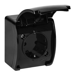 GNIAZDO POJEDYNCZE 2P+Z SCHUKO AQUATIC, IP44, CZARNE ORNO GNIAZDO POJEDYNCZE 2P+Z SCHUKO AQUATIC, IP44, CZARNE ORNO