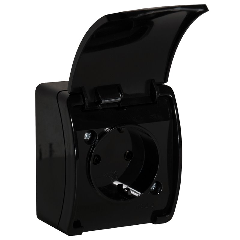 GNIAZDO POJEDYNCZE 2P+Z SCHUKO AQUATIC, IP44, CZARNE, 10 SZT. ORNO GNIAZDO POJEDYNCZE 2P+Z SCHUKO AQUATIC, IP44, CZARNE, 10 SZT. ORNO