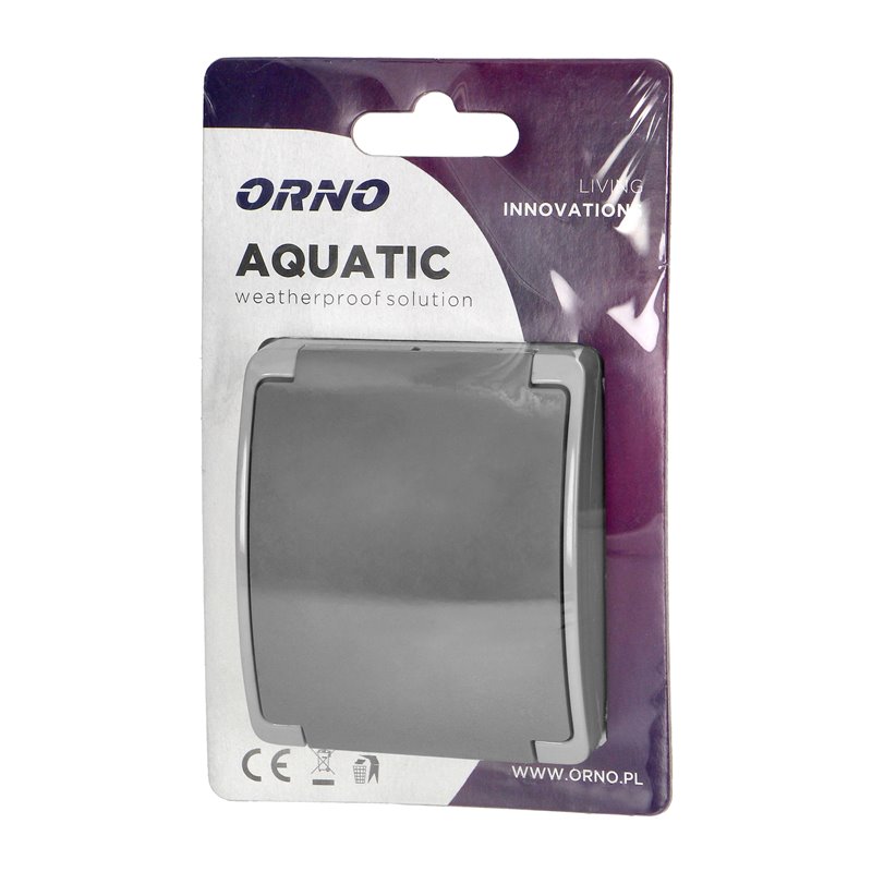 GNIAZDO POJEDYNCZE 2P+Z SCHUKO AQUATIC, IP44, SZARO-GRAFITOWE ORNO GNIAZDO POJEDYNCZE 2P+Z SCHUKO AQUATIC, IP44, SZARO-GRAFITOWE ORNO