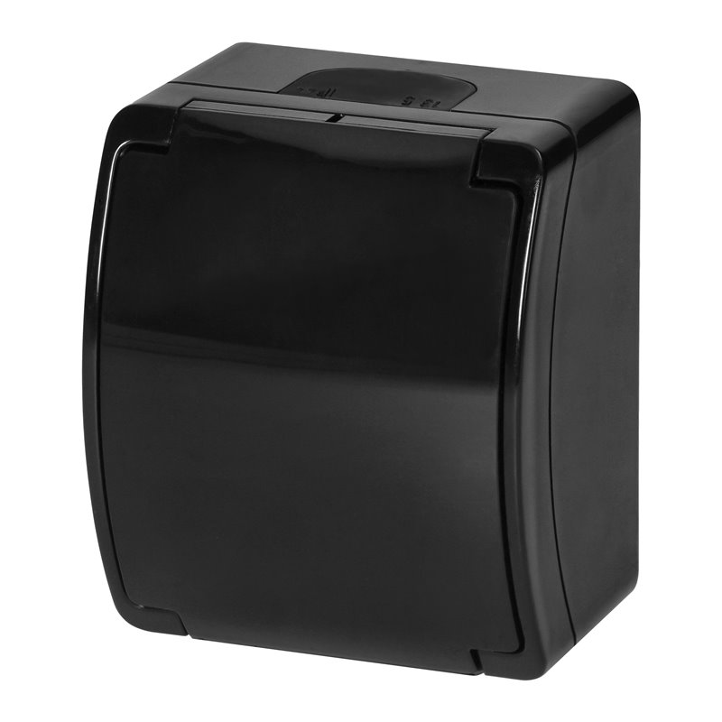 GNIAZDO POJEDYNCZE 2P+Z AQUATIC, IP44, CZARNE ORNO GNIAZDO POJEDYNCZE 2P+Z AQUATIC, IP44, CZARNE ORNO