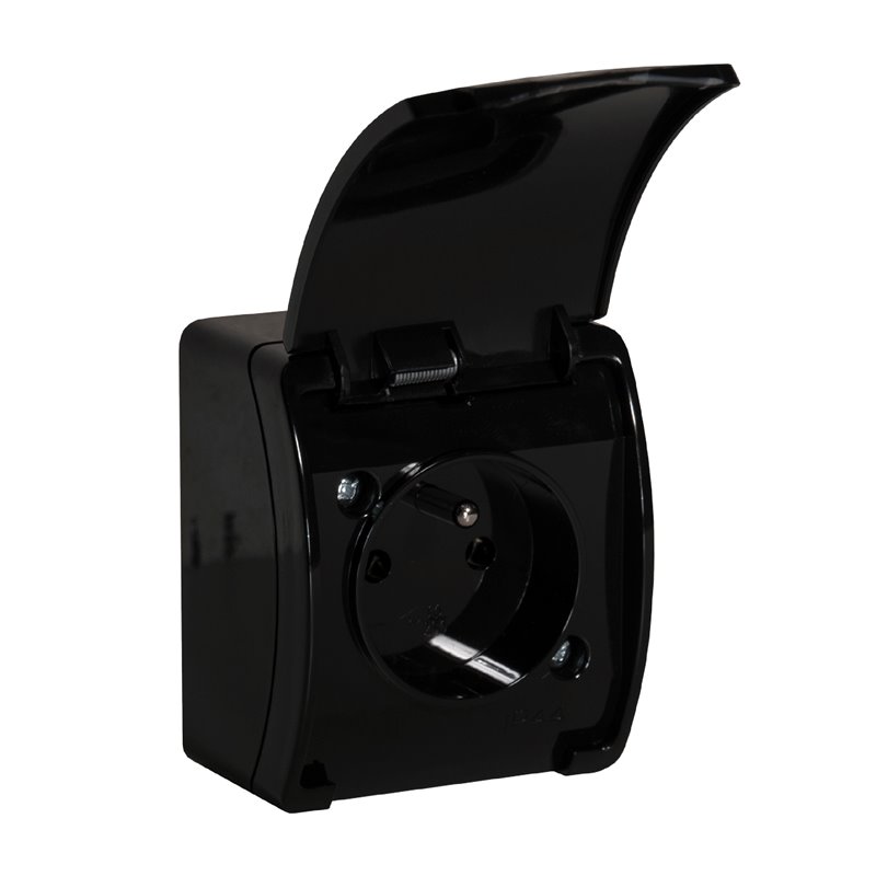 GNIAZDO POJEDYNCZE 2P+Z AQUATIC, IP44, CZARNE, 10 SZT. ORNO GNIAZDO POJEDYNCZE 2P+Z AQUATIC, IP44, CZARNE, 10 SZT. ORNO