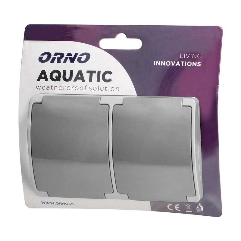 GNIAZDO PODWÓJNE 2X2P+Z SCHUKO AQUATIC, IP44, SZARO-GRAFITOWE ORNO GNIAZDO PODWÓJNE 2X2P+Z SCHUKO AQUATIC, IP44, SZARO-GRAFITOWE ORNO