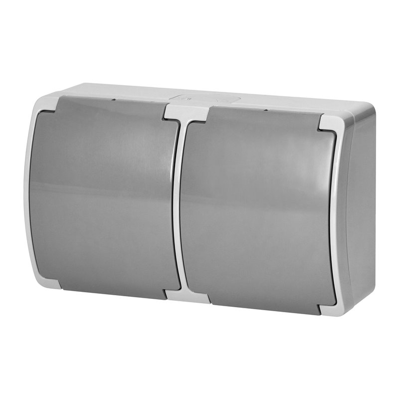 GNIAZDO PODWÓJNE 2X2P+Z SCHUKO AQUATIC, IP44, SZARO-GRAFITOWE ORNO GNIAZDO PODWÓJNE 2X2P+Z SCHUKO AQUATIC, IP44, SZARO-GRAFITOWE ORNO
