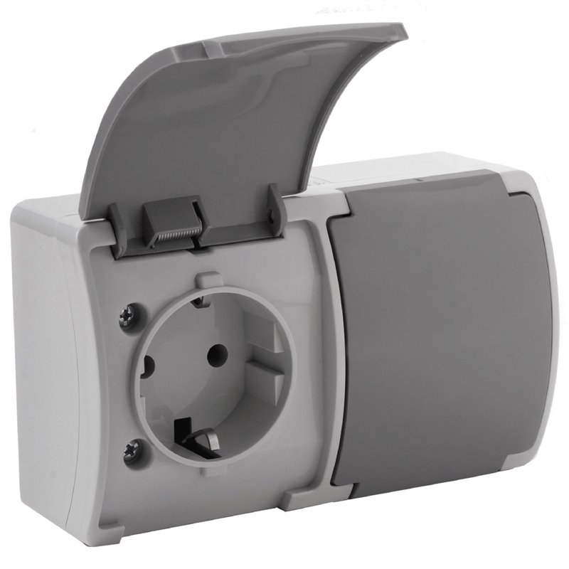 GNIAZDO PODWÓJNE 2X2P+Z SCHUKO AQUATIC, IP44, SZARO-GRAFITOWE, 10 SZT. ORNO GNIAZDO PODWÓJNE 2X2P+Z SCHUKO AQUATIC, IP44, SZARO-GRAFITOWE, 10 SZT. ORNO