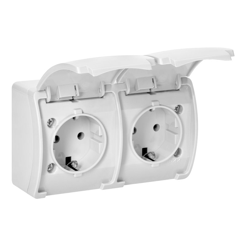 GNIAZDO PODWÓJNE 2X2P+Z SCHUKO AQUATIC, IP44, BIAŁY ORNO GNIAZDO PODWÓJNE 2X2P+Z SCHUKO AQUATIC, IP44, BIAŁY ORNO