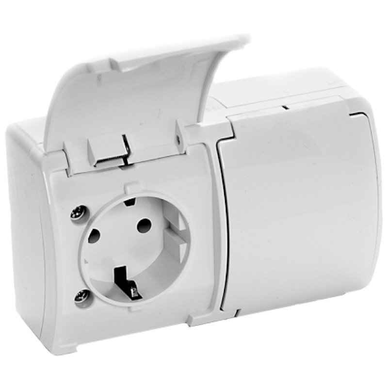 GNIAZDO PODWÓJNE 2X2P+Z SCHUKO AQUATIC, IP44, BIAŁE, 10 SZT. ORNO GNIAZDO PODWÓJNE 2X2P+Z SCHUKO AQUATIC, IP44, BIAŁE, 10 SZT. ORNO