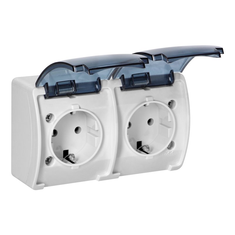 GNIAZDO PODWÓJNE 2X2P+Z SCHUKO AQUATIC, IP44, BIAŁE DYMIONE ORNO GNIAZDO PODWÓJNE 2X2P+Z SCHUKO AQUATIC, IP44, BIAŁE DYMIONE ORNO