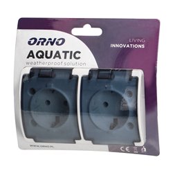 GNIAZDO PODWÓJNE 2X2P+Z SCHUKO AQUATIC, IP44, BIAŁE DYMIONE ORNO GNIAZDO PODWÓJNE 2X2P+Z SCHUKO AQUATIC, IP44, BIAŁE DYMIONE ORNO