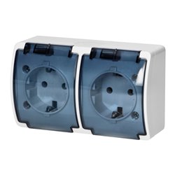 GNIAZDO PODWÓJNE 2X2P+Z SCHUKO AQUATIC, IP44, BIAŁE DYMIONE ORNO GNIAZDO PODWÓJNE 2X2P+Z SCHUKO AQUATIC, IP44, BIAŁE DYMIONE ORNO