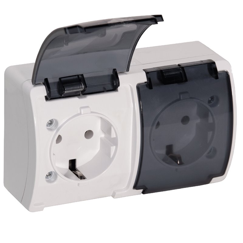 GNIAZDO PODWÓJNE 2X2P+Z SCHUKO AQUATIC, IP44, BIAŁE DYMIONE, 10 SZT. ORNO GNIAZDO PODWÓJNE 2X2P+Z SCHUKO AQUATIC, IP44, BIAŁE DYMIONE, 10 SZT. ORNO