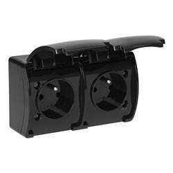 GNIAZDO PODWÓJNE 2X2P+Z AQUATIC, IP44, CZARNE ORNO GNIAZDO PODWÓJNE 2X2P+Z AQUATIC, IP44, CZARNE ORNO