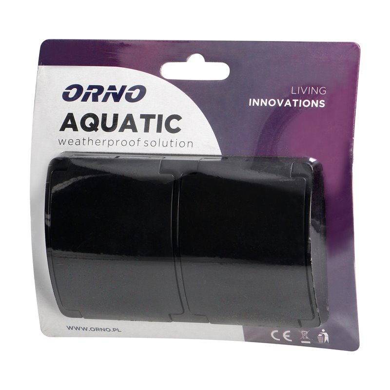 GNIAZDO PODWÓJNE 2X2P+Z AQUATIC, IP44, CZARNE ORNO GNIAZDO PODWÓJNE 2X2P+Z AQUATIC, IP44, CZARNE ORNO