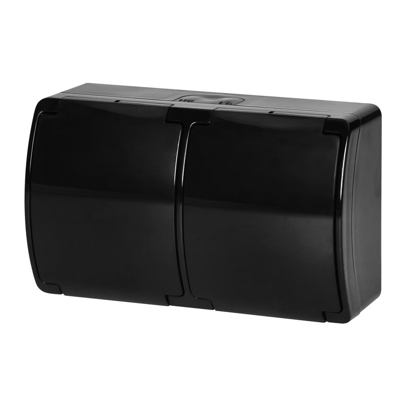 GNIAZDO PODWÓJNE 2X2P+Z AQUATIC, IP44, CZARNE ORNO GNIAZDO PODWÓJNE 2X2P+Z AQUATIC, IP44, CZARNE ORNO