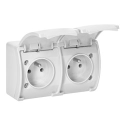 GNIAZDO PODWÓJNE 2X2P+Z AQUATIC, IP44, BIAŁE ORNO GNIAZDO PODWÓJNE 2X2P+Z AQUATIC, IP44, BIAŁE ORNO