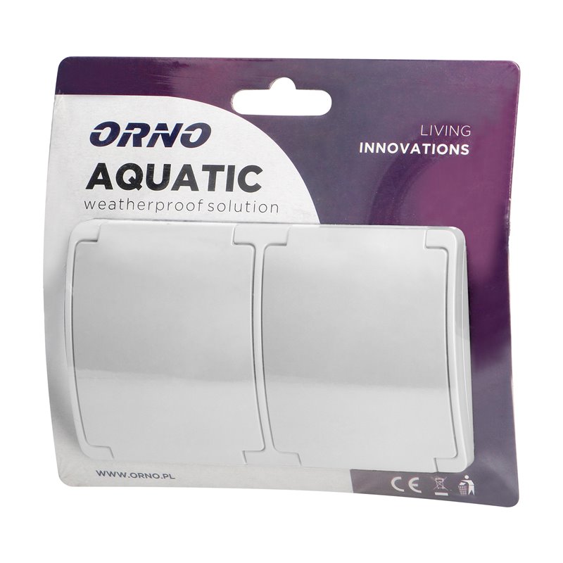 GNIAZDO PODWÓJNE 2X2P+Z AQUATIC, IP44, BIAŁE ORNO GNIAZDO PODWÓJNE 2X2P+Z AQUATIC, IP44, BIAŁE ORNO