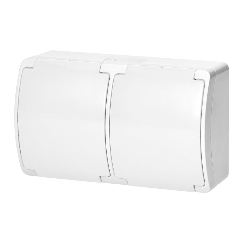 GNIAZDO PODWÓJNE 2X2P+Z AQUATIC, IP44, BIAŁE ORNO GNIAZDO PODWÓJNE 2X2P+Z AQUATIC, IP44, BIAŁE ORNO