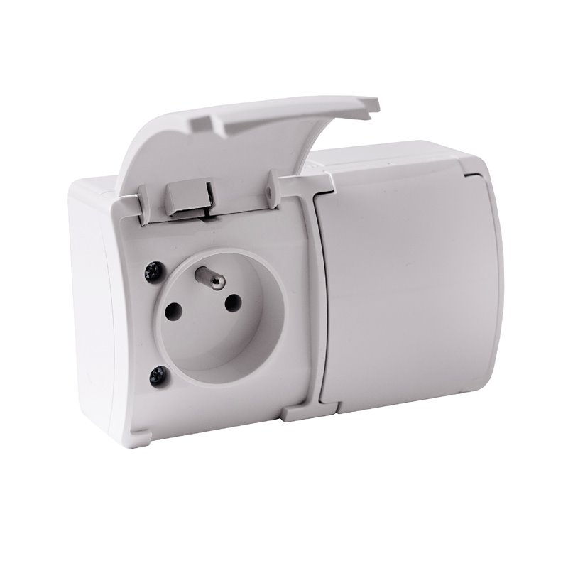 GNIAZDO PODWÓJNE 2X2P+Z AQUATIC, IP44, BIAŁE, 10 SZT. ORNO GNIAZDO PODWÓJNE 2X2P+Z AQUATIC, IP44, BIAŁE, 10 SZT. ORNO