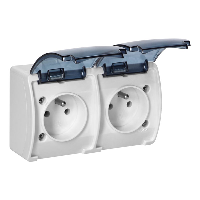 GNIAZDO PODWÓJNE 2X2P+Z AQUATIC, IP44, BIAŁE DYMIONE ORNO GNIAZDO PODWÓJNE 2X2P+Z AQUATIC, IP44, BIAŁE DYMIONE ORNO