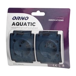 GNIAZDO PODWÓJNE 2X2P+Z AQUATIC, IP44, BIAŁE DYMIONE ORNO GNIAZDO PODWÓJNE 2X2P+Z AQUATIC, IP44, BIAŁE DYMIONE ORNO