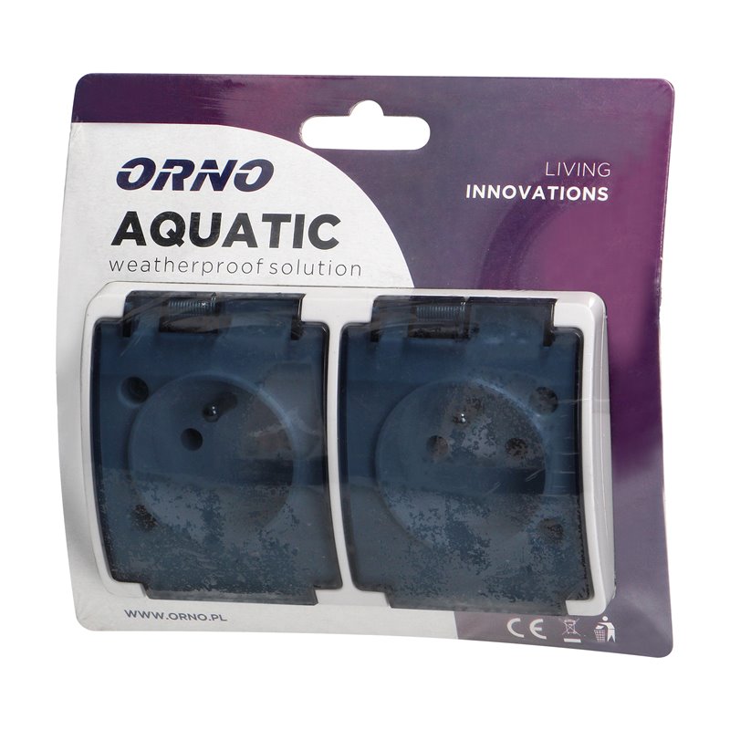 GNIAZDO PODWÓJNE 2X2P+Z AQUATIC, IP44, BIAŁE DYMIONE ORNO GNIAZDO PODWÓJNE 2X2P+Z AQUATIC, IP44, BIAŁE DYMIONE ORNO