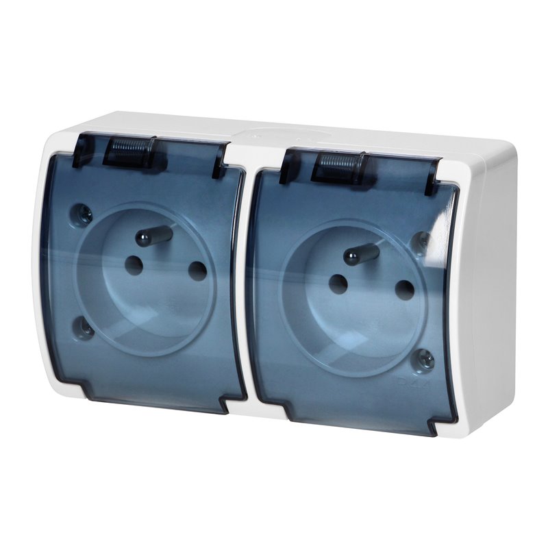 GNIAZDO PODWÓJNE 2X2P+Z AQUATIC, IP44, BIAŁE DYMIONE ORNO GNIAZDO PODWÓJNE 2X2P+Z AQUATIC, IP44, BIAŁE DYMIONE ORNO