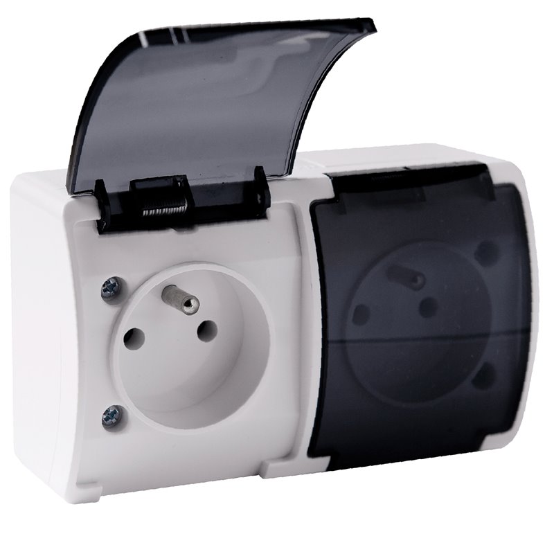 GNIAZDO PODWÓJNE 2X2P+Z AQUATIC, IP44, BIAŁE DYMIONE, 10 SZT. ORNO GNIAZDO PODWÓJNE 2X2P+Z AQUATIC, IP44, BIAŁE DYMIONE, 10 SZT. ORNO