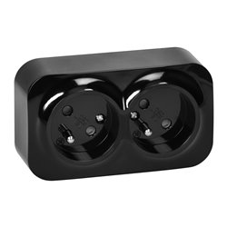 TODO GNIAZDO PODWÓJNE 2X2P+Z, 16A/230VAC, IP20, CZARNE ORNO TODO GNIAZDO PODWÓJNE 2X2P+Z, 16A/230VAC, IP20, CZARNE ORNO