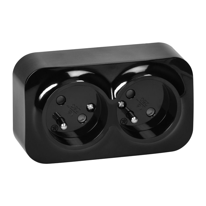 TODO GNIAZDO PODWÓJNE 2X2P+Z, 16A/230VAC, IP20, CZARNE ORNO TODO GNIAZDO PODWÓJNE 2X2P+Z, 16A/230VAC, IP20, CZARNE ORNO