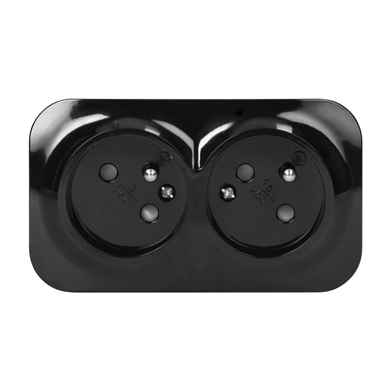 TODO GNIAZDO PODWÓJNE 2X2P+Z, 16A/230VAC, IP20, CZARNE ORNO TODO GNIAZDO PODWÓJNE 2X2P+Z, 16A/230VAC, IP20, CZARNE ORNO